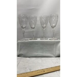 Vintage Glastonbury Lotus Majesty Etched Water Goblets Set of 4 Crystal